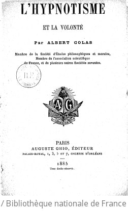 Cover of L'hypnotisme et la volonté