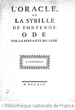 Cover of L'Oracle ou la Sybille de Fontenoy, Ode, par la servante du curé