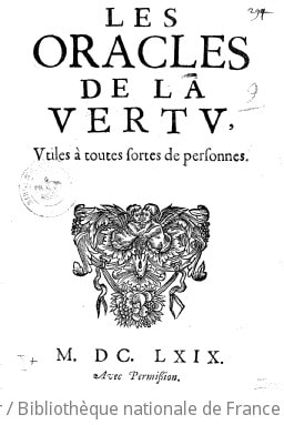 Cover of Les oracles de la vertu utiles à toutes sortes de personnes
