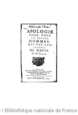 Cover of Apologie pour tous les grands hommes qui ont este accusez de magie ([Reprod.])