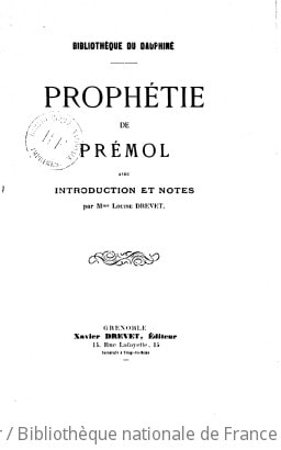 Cover of Prophétie de Prémol