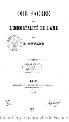 Cover of Ode sacrée sur l'immortalité de l'âme, par J. Chuard