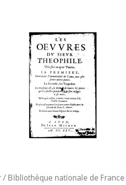 Cover of Les oeuvres du sieur Théophile