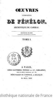 Cover of Oeuvres complètes de Fénelon,.... Existence de Dieu. Lettres sur la métaphysique et la religion
