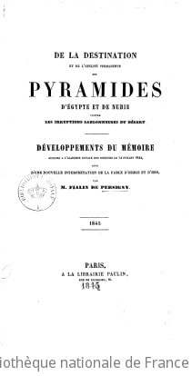 Cover of De la Destination et de l'utilité permanente des pyramides d'Égypte et de Nubie contre les irruptions sablonneuses du désert... par M. Fialin de Persigny