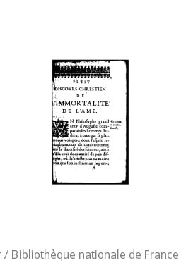 Cover of Petit discours chrétien de l'immortalité de l'âme ([Reprod.])
