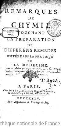 Cover of Remarques de chymie, touchant la préparation de différents remèdes usités dans la pratique de la médecine (par Nicolas Andry)