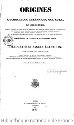 Cover of Origines, ou Étymologies générales des noms tantanciens que modernes... précédées de la traduction extrêmement simple des hiéroglyphes sacrés égyptiens tracés sur le zodiaque de Dendérah... par J.-Alexandre Parad