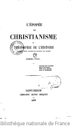 Cover of L'épopée du christianisme ou Théosophie de l'histoire