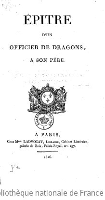 Cover of Épitre d'un officier de Dragons à son père