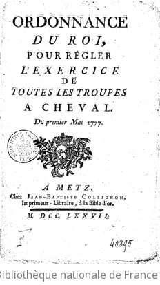 Cover of Ordonnance... pour régler l'exercice de toutes les troupes à cheval