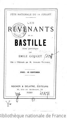 Cover of Fête nationale du 14 Juillet. Les Revenants de la Bastille, scène patriotique, par Émile Gouget