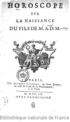 Cover of Horoscope sur la naissance du fils de M. A. D. M
