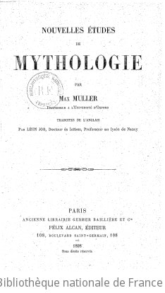 Cover of Nouvelles études de mythologie, par Max Müller,... traduites de l'anglais par Léon Job