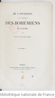 Cover of De l'apparition et de la dispersion des Bohémiens en Europe