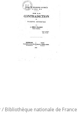 Cover of Études de philosophie naturelle. 3e série. De la contradiction en philosophie mathématique