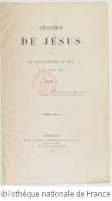 Cover of Apparition de Jésus et de deux esprits du feu, en vision
