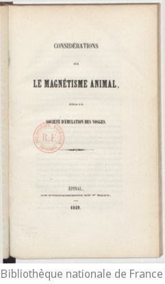 Cover of Considérations sur le Magnétisme animal, dédiées à la société d'Émulation des Vosges