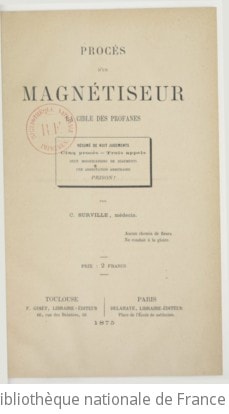 Cover of Procès d'un magnétiseur, la cible des profanes
