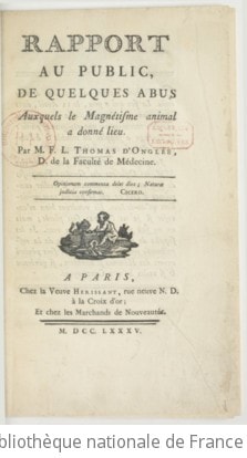 Cover of Rapport au public de quelques abus auxquels le magnétisme animal a donné lieu, par M. F.-L. Thomas d'Onglée