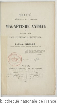 Cover of Traité théorique et pratique du magnétisme animal, ou Méthode facile pour apprendre à magnétiser, par J.-J.-A. Ricard
