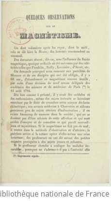 Cover of Quelques observations sur le magnétisme