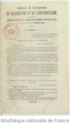 Cover of Lettres à l'occasion du magnétisme et du somnambulisme