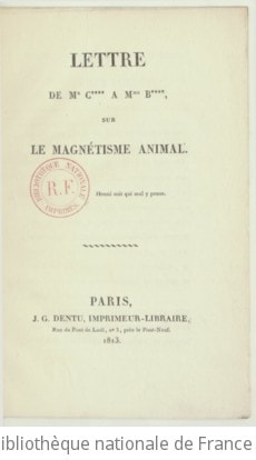 Cover of Lettre de Mr C**** à Mme B****, sur le Magnétisme animal