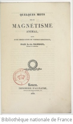 Cover of Quelques mots sur le magnétisme animal ; suivis d'une Observation de variole congénitale