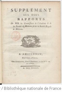 Cover of Supplément aux deux rapports de MM. les commissaires de l'Académie & de la Faculté de médecine, & de la Société royale de médecine