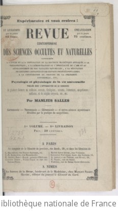 Cover of Revue contemporaine des sciences occultes et naturelles, consacrée à l'étude et à la propagation de la doctrine magnétique appliquée à la thérapeutique