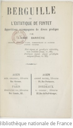 Cover of Berguille, ou L'extatique de Fontet