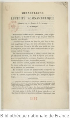Cover of Miraculeuse lucidité somnambulique