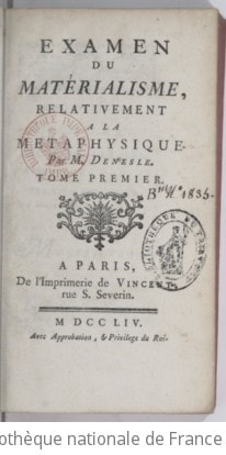 Cover of Examen du matérialisme, relativement à la métaphysique. Tome 1