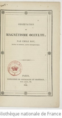 Cover of Observation de magnétisme occulte
