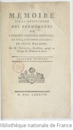 Cover of Mémoire sur la découverte des phénomènes que présentent la catalepsie et le somnambulisme, symptômes de l'affection hystérique essentielle ... par M. Petetin,... Première partie