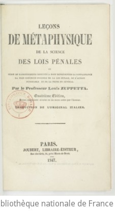 Cover of Leçons de métaphysique de la science des lois pénales ou Série de raisonnements destinés à nous représenter la connaissance la plus distincte possible de la loi pénale... (4e édition, revue, augmentée et mise en un autre ordre par l'auteur)