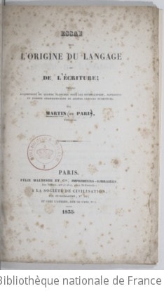 Cover of Essai sur l'origine du langage et de l'écriture