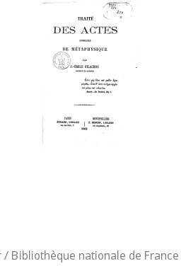 Cover of Traité des actes, sommaire de métaphysique