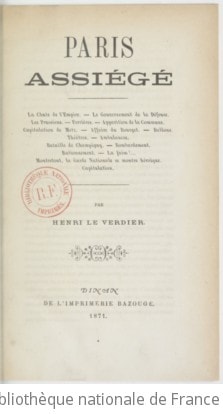 Cover of Paris, assiégé