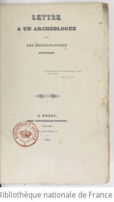 Cover of Lettre à un archéologue sur les hiéroglyphes égyptiens