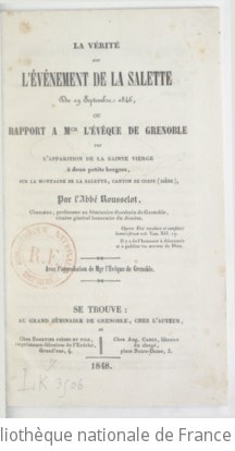 Cover of La vérité sur l'évènement de la Salette du 19 septembre 1846, ou Rapport à Mgr l'évêque de Grenoble sur l'apparition de la sainte Vierge à deux petits bergers, sur la montagne de la Salette, canton de Corps (Isère)