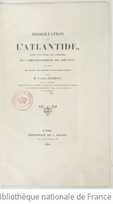 Cover of Dissertation sur l'Atlantide