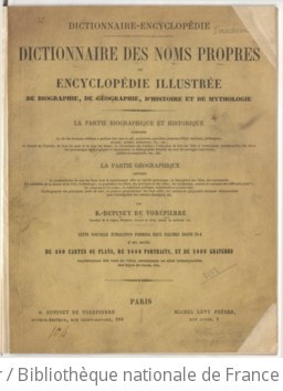 Cover of Dictionnaire des noms propres, ou Encyclopédie illustrée de biographie, de géographie, d'histoire et de mythologie.... F-M