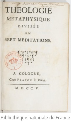 Cover of Théologie métaphysique divisée en sept méditations