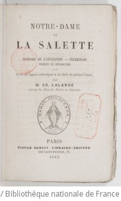 Cover of Notre-Dame de la Salette