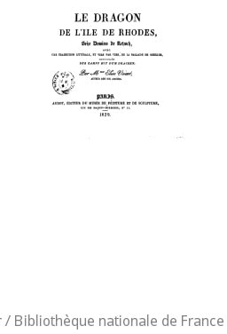 Cover of Le dragon de l'île de Rhodes , seize dessins de Retzsch, avec une traduction littérale... de la ballade... intitulée Der Kampf mit dem Drachen... par Mme Elise Voïar