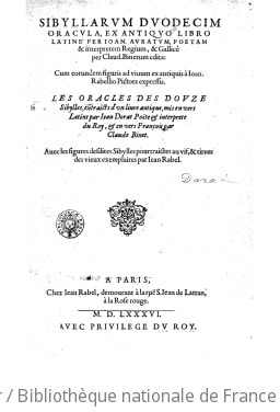 Cover of Les oracles des douze sibylles, extraicts d'un livre antique