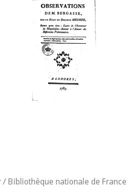 Cover of Observations de M. Bergasse, sur un écrit du Dr Mesmer, ayant pour titre "Lettre de l'inventeur du magnétisme animal à l'auteur des Réflexions préliminaires"