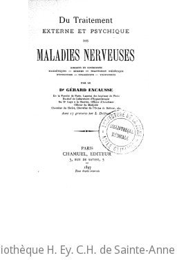 Cover of Du traitement externe et psychique des maladies nerveuses